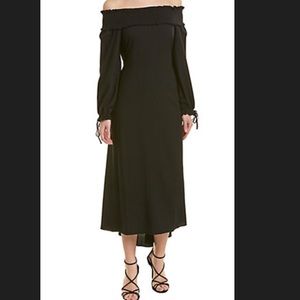 Tibi Flocked Off-The-Shoulder Silk Maxi Dress